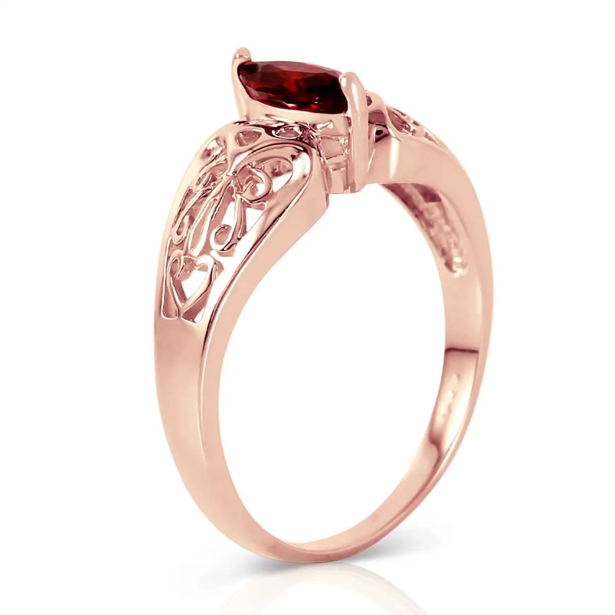 0.2 Carat 14K Solid Rose Gold Filigree Ring Natural Garnet