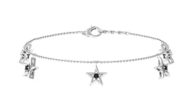 0.25 CT Black Diamond and Star Charm Chain Bracelet