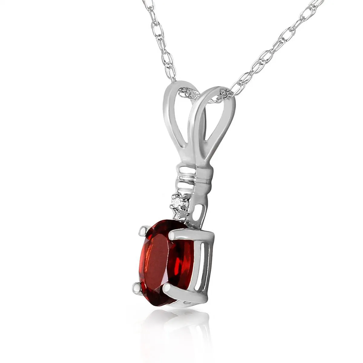 0.46 Carat 14K Solid White Gold Love Is Good Garnet Diamond Necklace