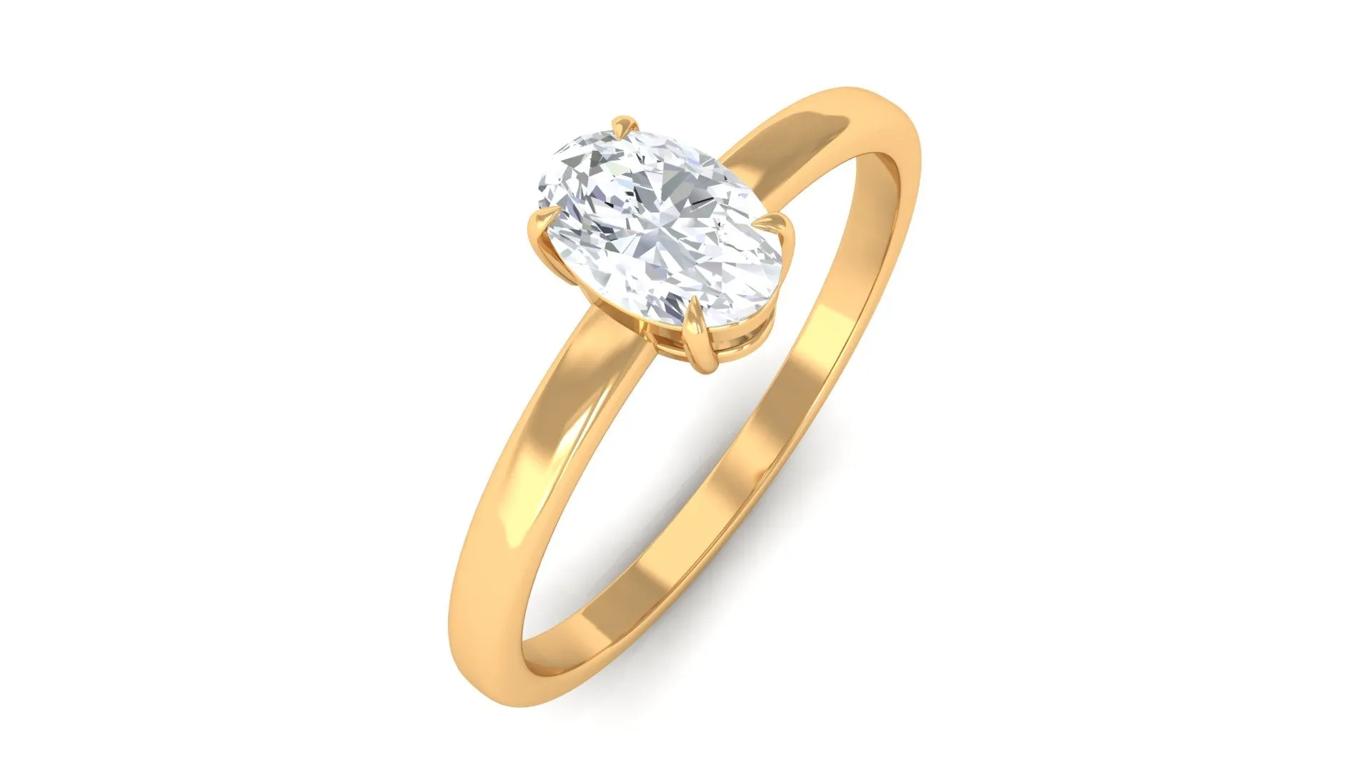 0.50 CT Claw Set Oval Cut Real Diamond Solitaire Ring