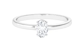 0.50 CT Claw Set Oval Cut Real Diamond Solitaire Ring