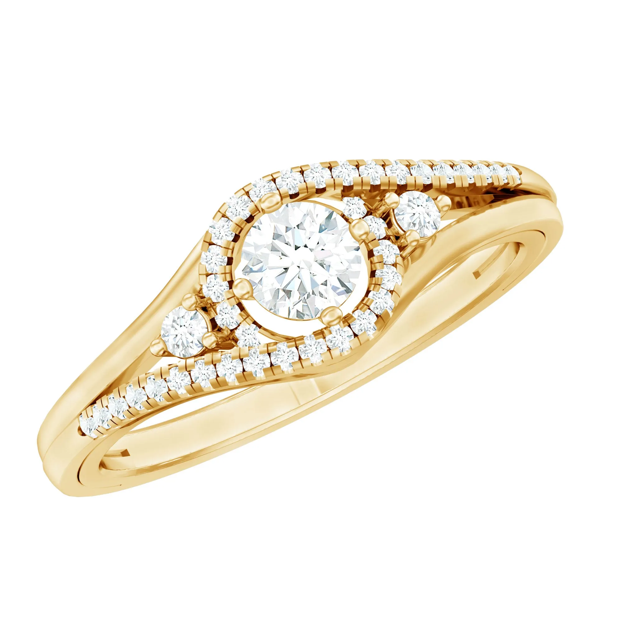 0.50 CT Round Diamond Classic Engagement Ring in Spit Shank