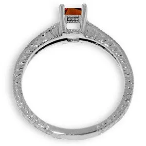 0.65 Carat 14K Solid White Gold Embrace Courage Garnet Diamond Ring