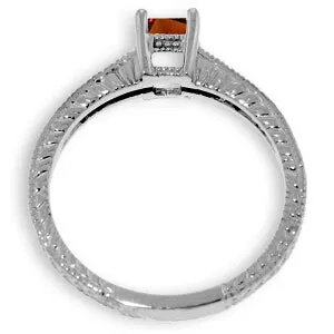 0.65 Carat 14K Solid White Gold Embrace Courage Garnet Diamond Ring