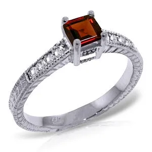 0.65 Carat 14K Solid White Gold Embrace Courage Garnet Diamond Ring