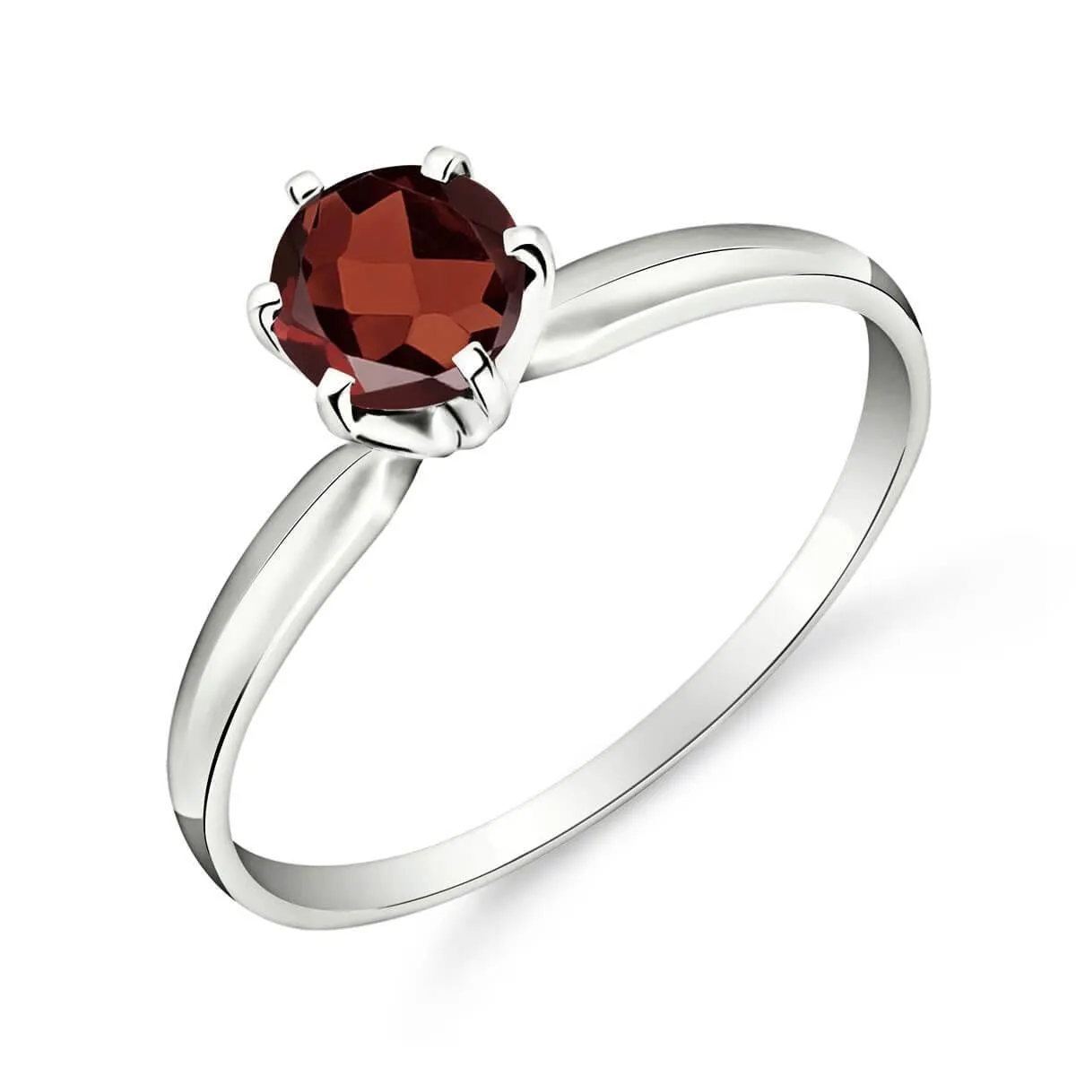 0.65 Carat 14K Solid White Gold Solitaire Ring Natural Garnet