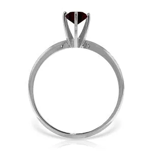 0.65 Carat 14K Solid White Gold Solitaire Ring Natural Garnet