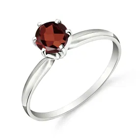 0.65 Carat 14K Solid White Gold Solitaire Ring Natural Garnet