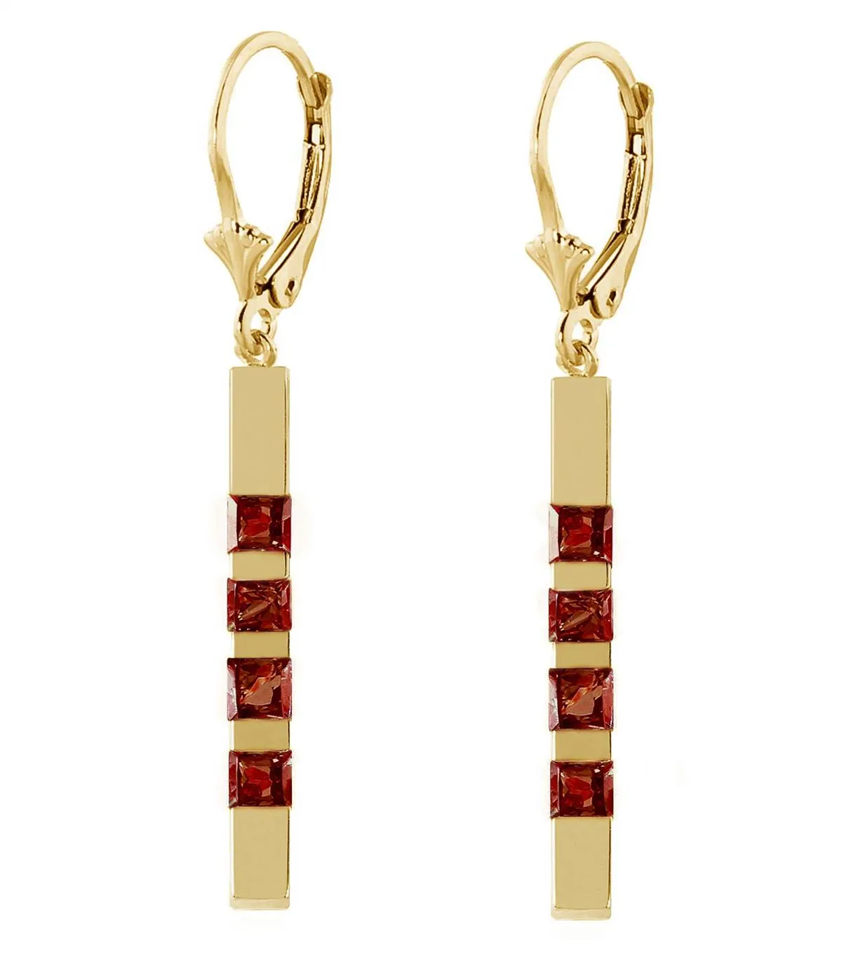 0.7 Carat 14K Solid Yellow Gold Leverback Earringsbar Natural Garnet