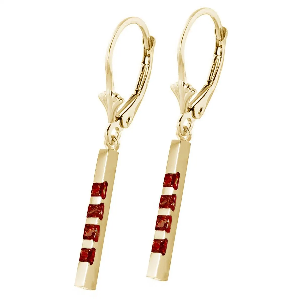 0.7 Carat 14K Solid Yellow Gold Leverback Earringsbar Natural Garnet