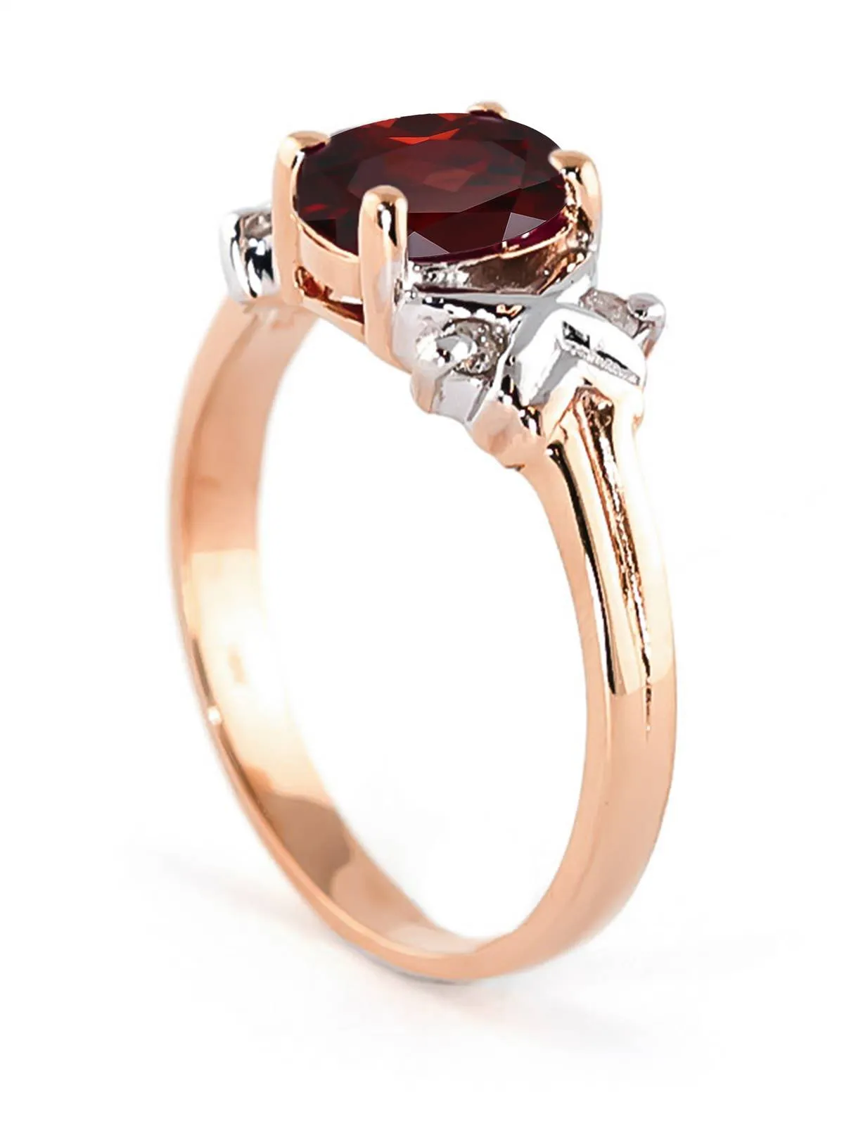 0.97 Carat 14K Solid Rose Gold Xo Garnet Diamond Ring