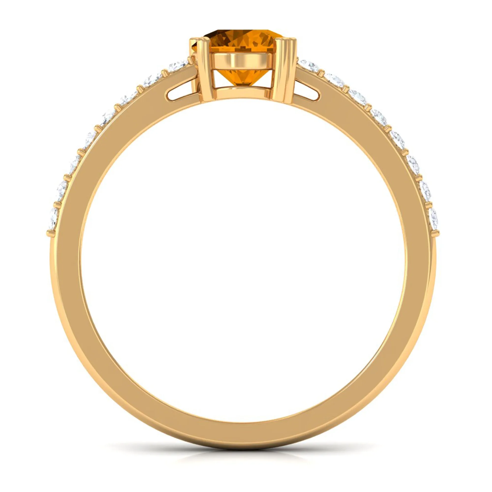 1 CT Citrine Solitaire Promise Ring with Diamond Side Stones