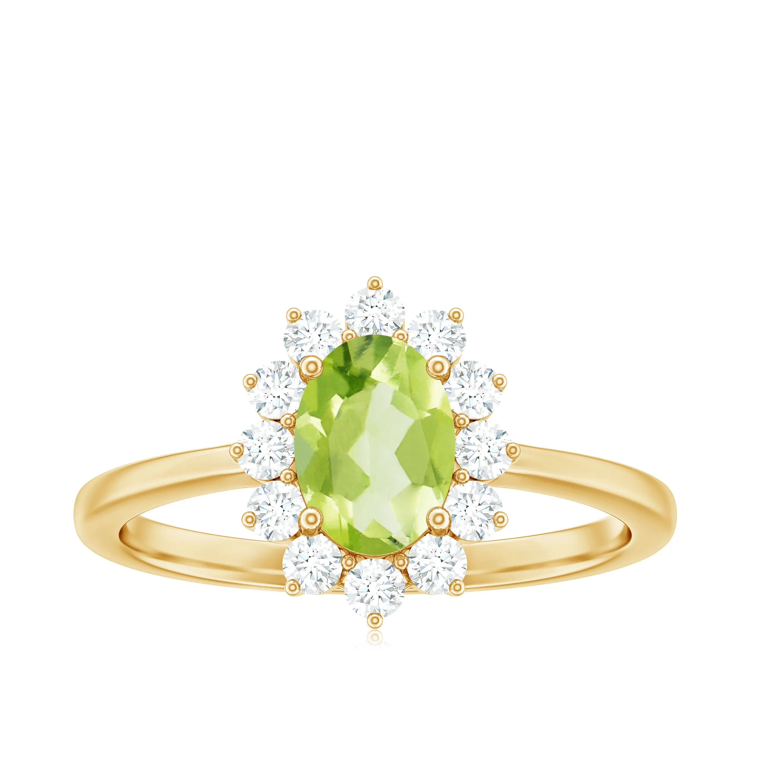 1 CT Princess Diana Inspired Peridot and Diamond Engagement Ring