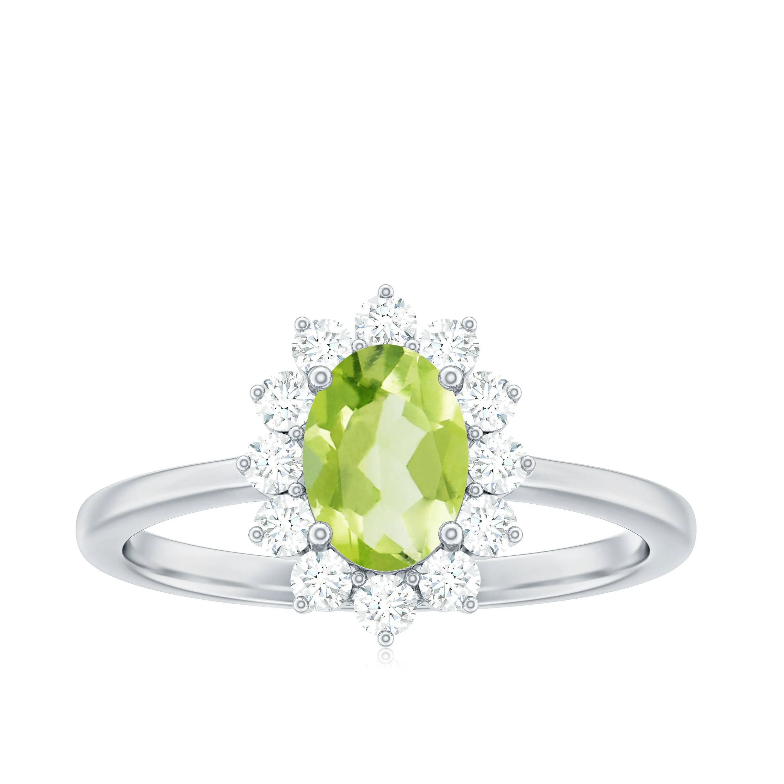 1 CT Princess Diana Inspired Peridot and Diamond Engagement Ring