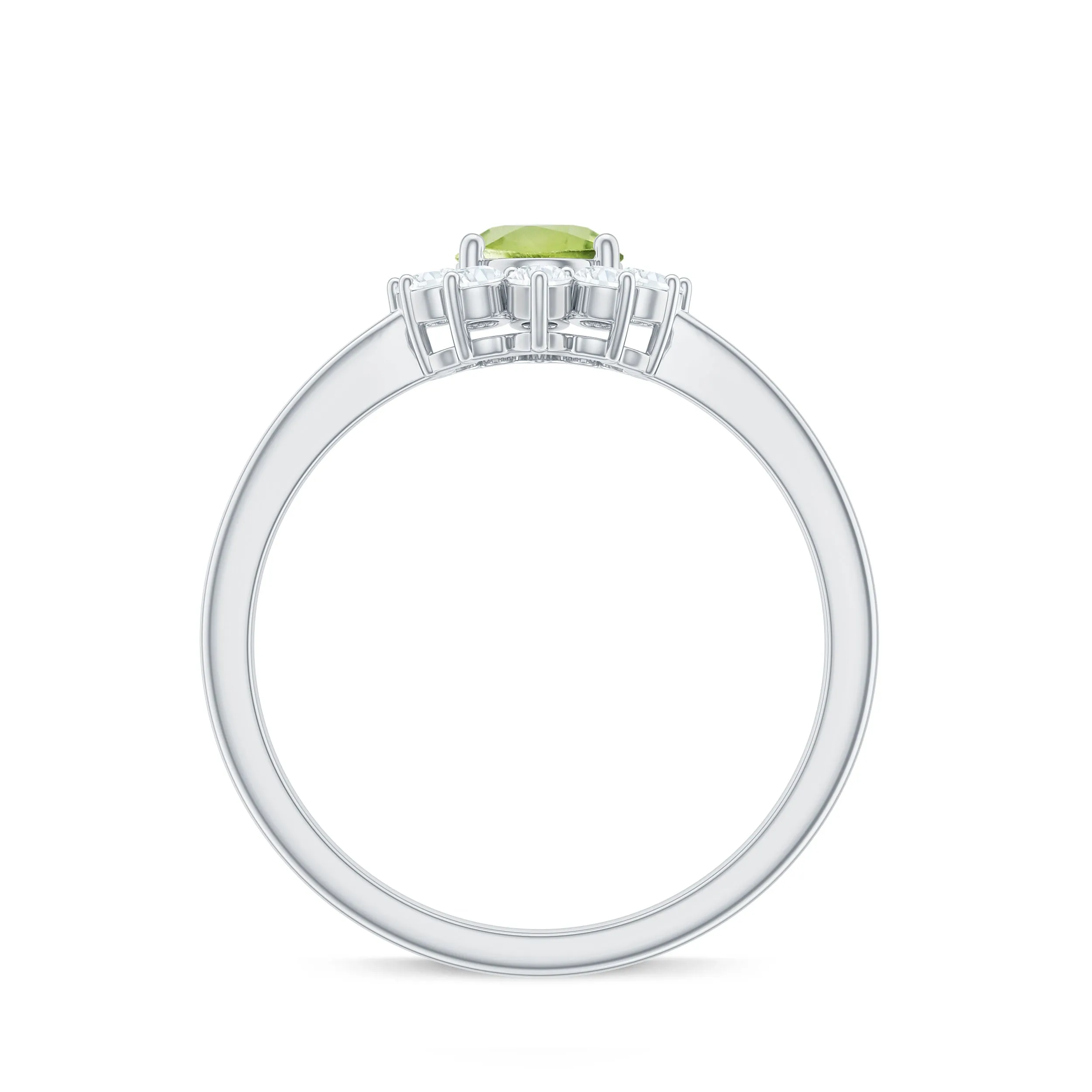 1 CT Princess Diana Inspired Peridot and Diamond Engagement Ring