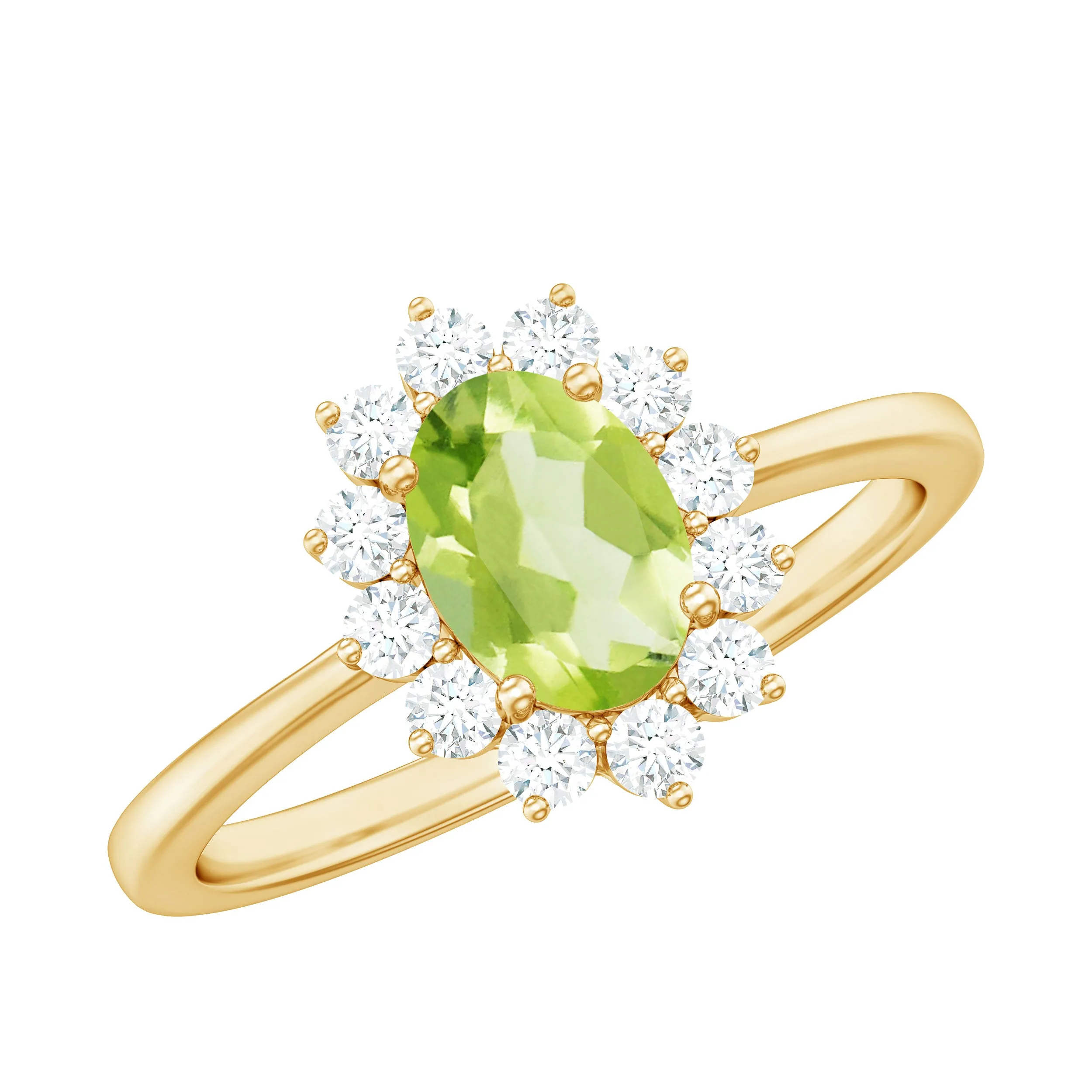 1 CT Princess Diana Inspired Peridot and Diamond Engagement Ring