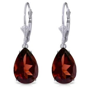 10 Carat 14K Solid White Gold Leverback Earrings Natural Garnet