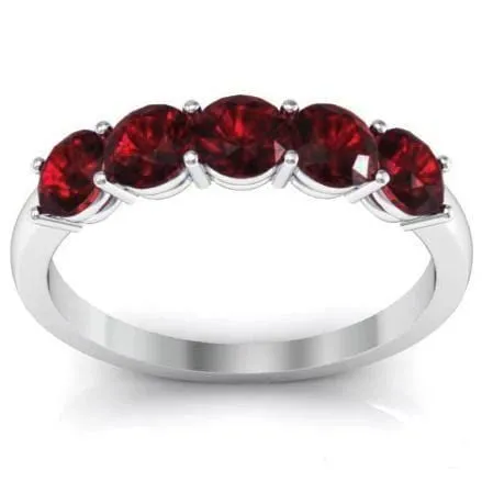 1.00cttw Shared Prong Garnet Five Stone Ring