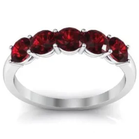 1.00cttw Shared Prong Garnet Five Stone Ring