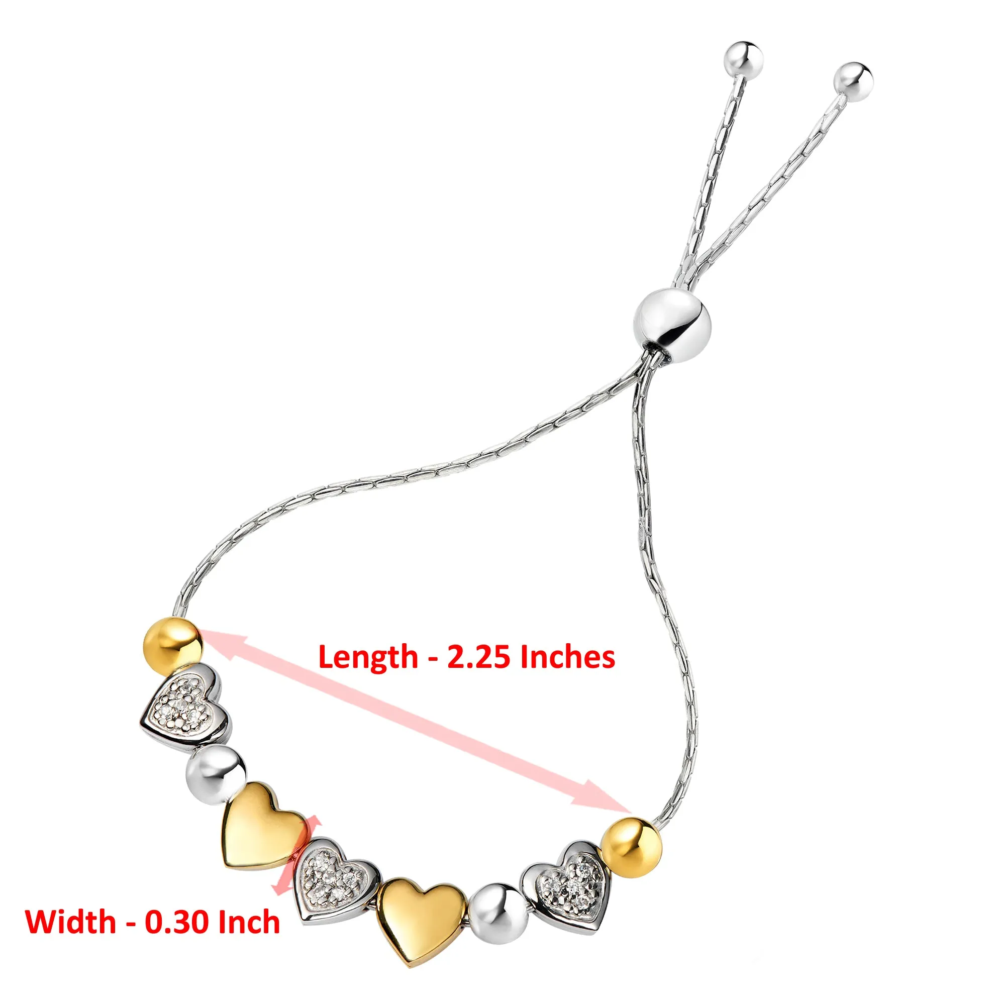 1/10 cttw Diamond Bolo Bracelet Gold Plated Over .925 Sterling Silver (Heart Style)