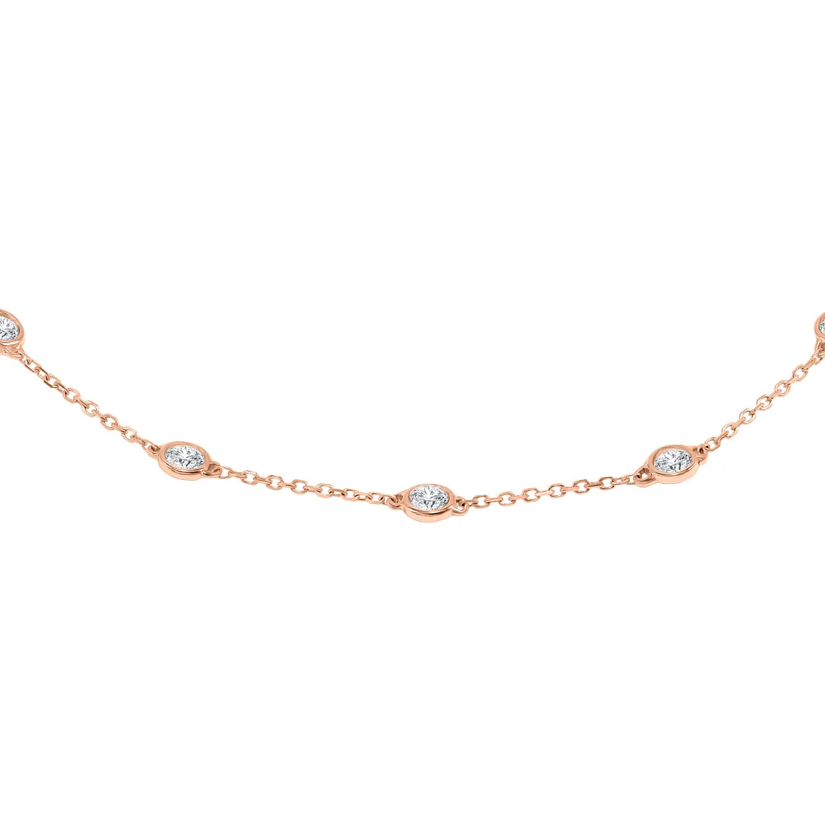 1/2 Carat Tw Bezel Set Genuine Diamond Station Bracelet In 14K Rose Gold