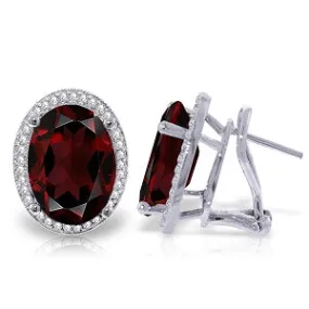 12.46 Carat 14K Solid White Gold Garnet Standard Garnet Diamond Earrings