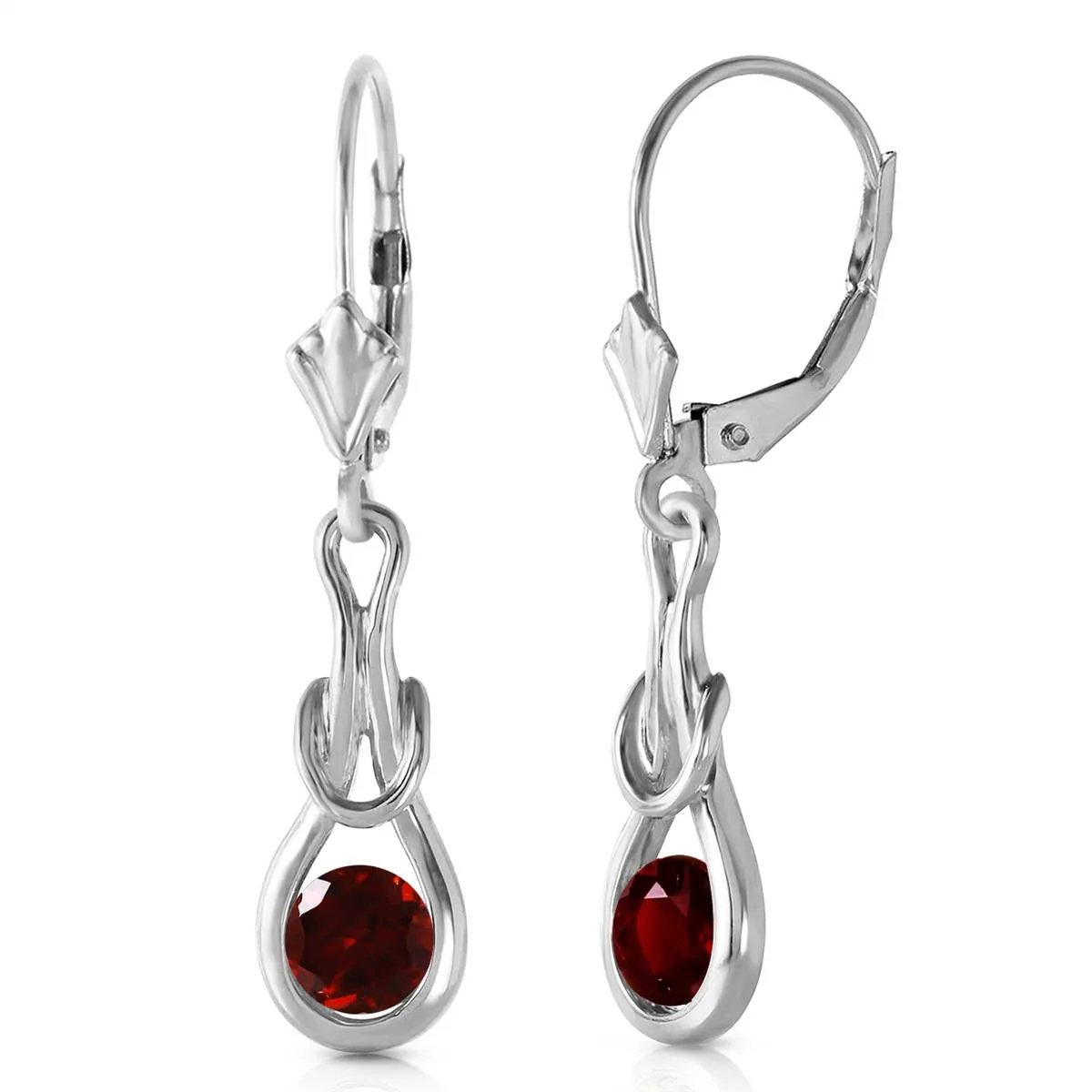 1.3 Carat 14K Solid White Gold This Side Garnet Earrings