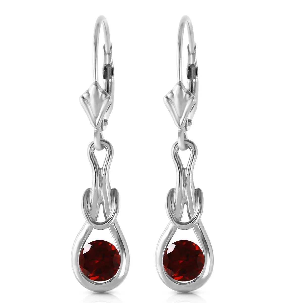 1.3 Carat 14K Solid White Gold This Side Garnet Earrings