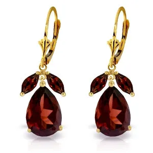 13 Carat 14K Solid Yellow Gold Vineyards Garnet Earrings