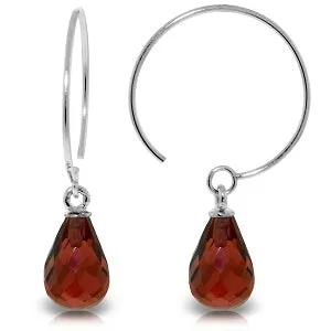 1.35 Carat 14K Solid White Gold Circle Wire Earrings Garnet