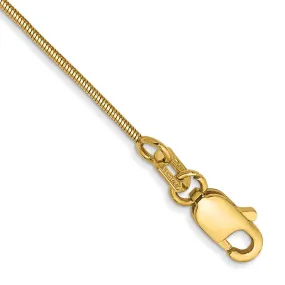 14k .8mm Round Snake Chain Anklet