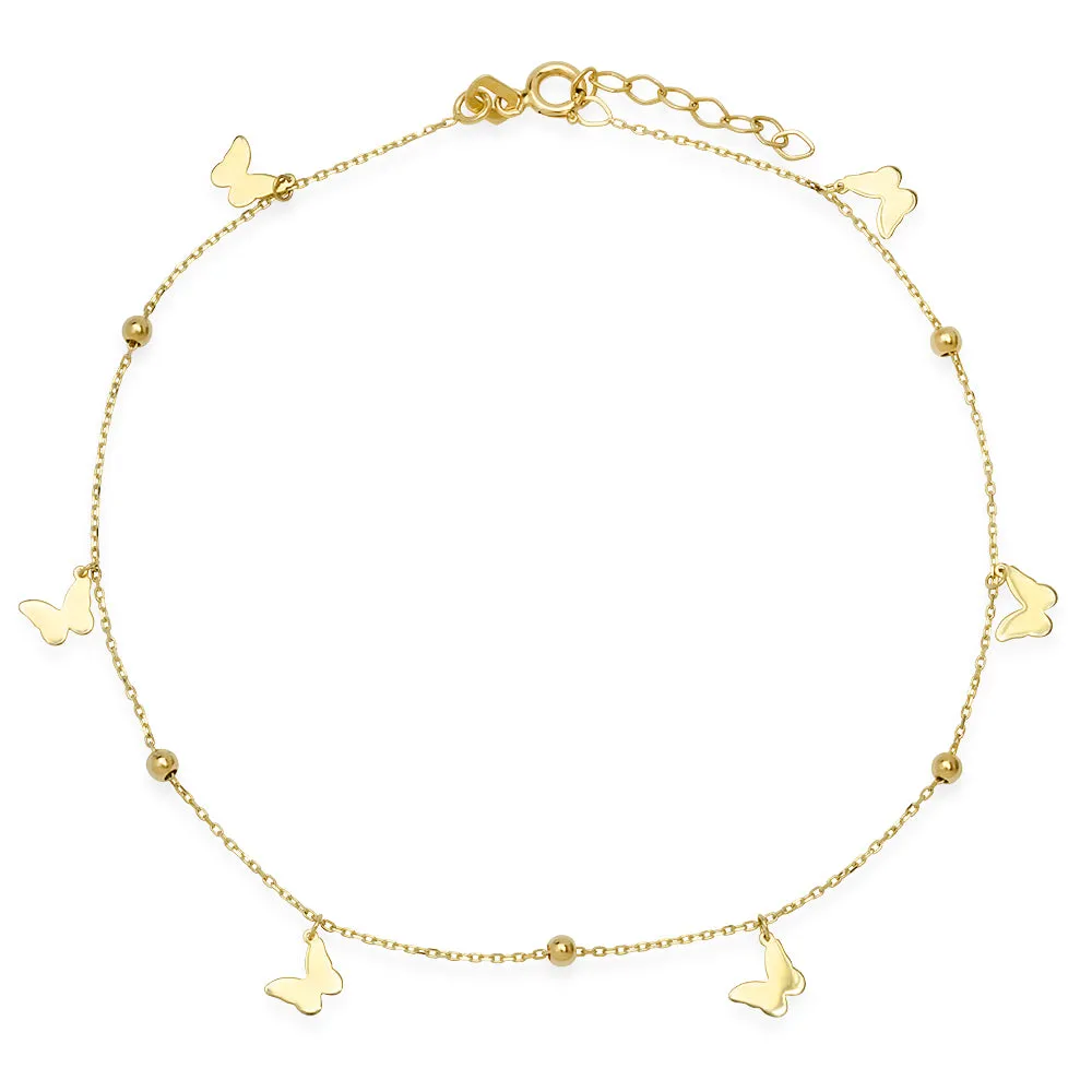 14K Gold Butterfly Anklet