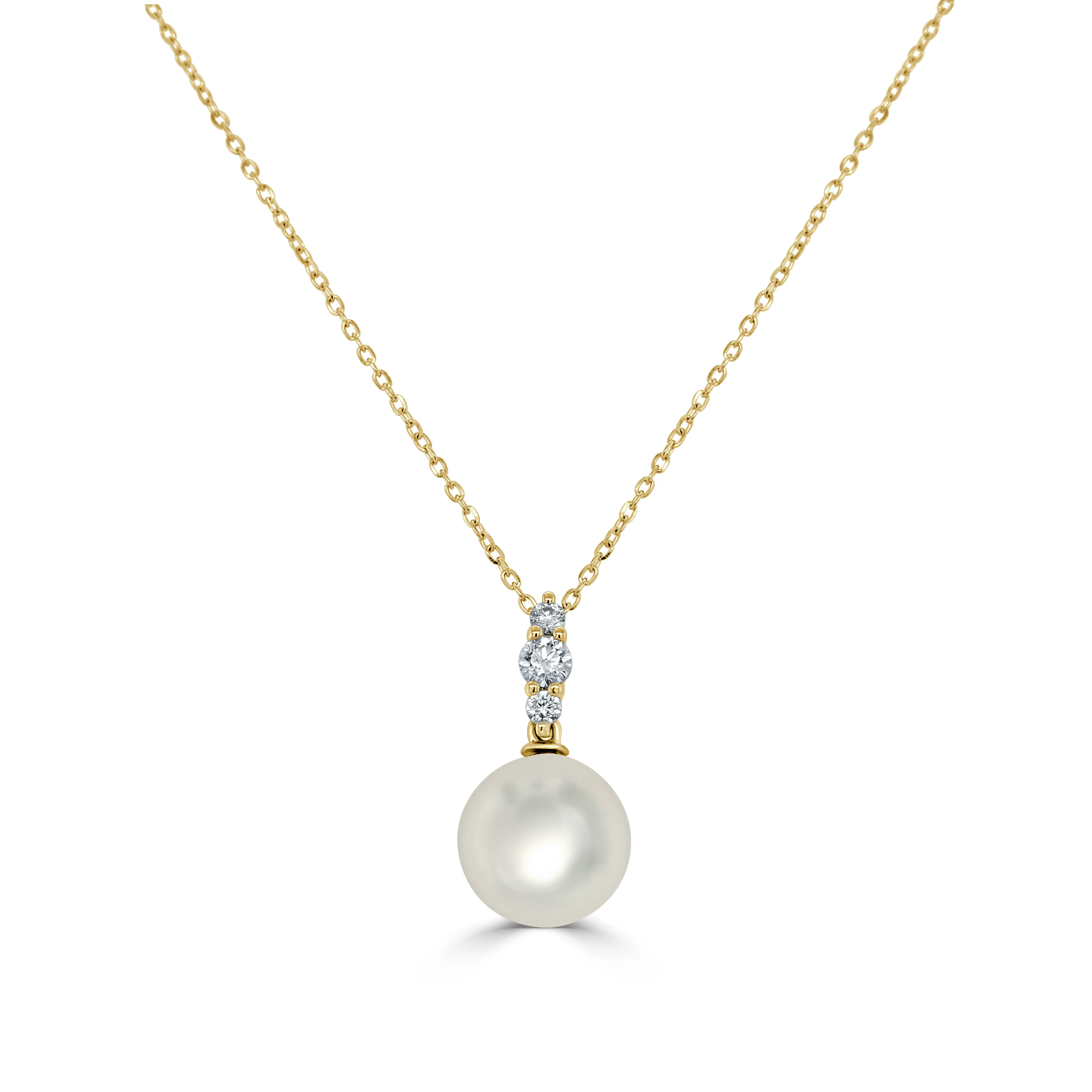 14k Gold Diamond & Pearl Drop Necklace