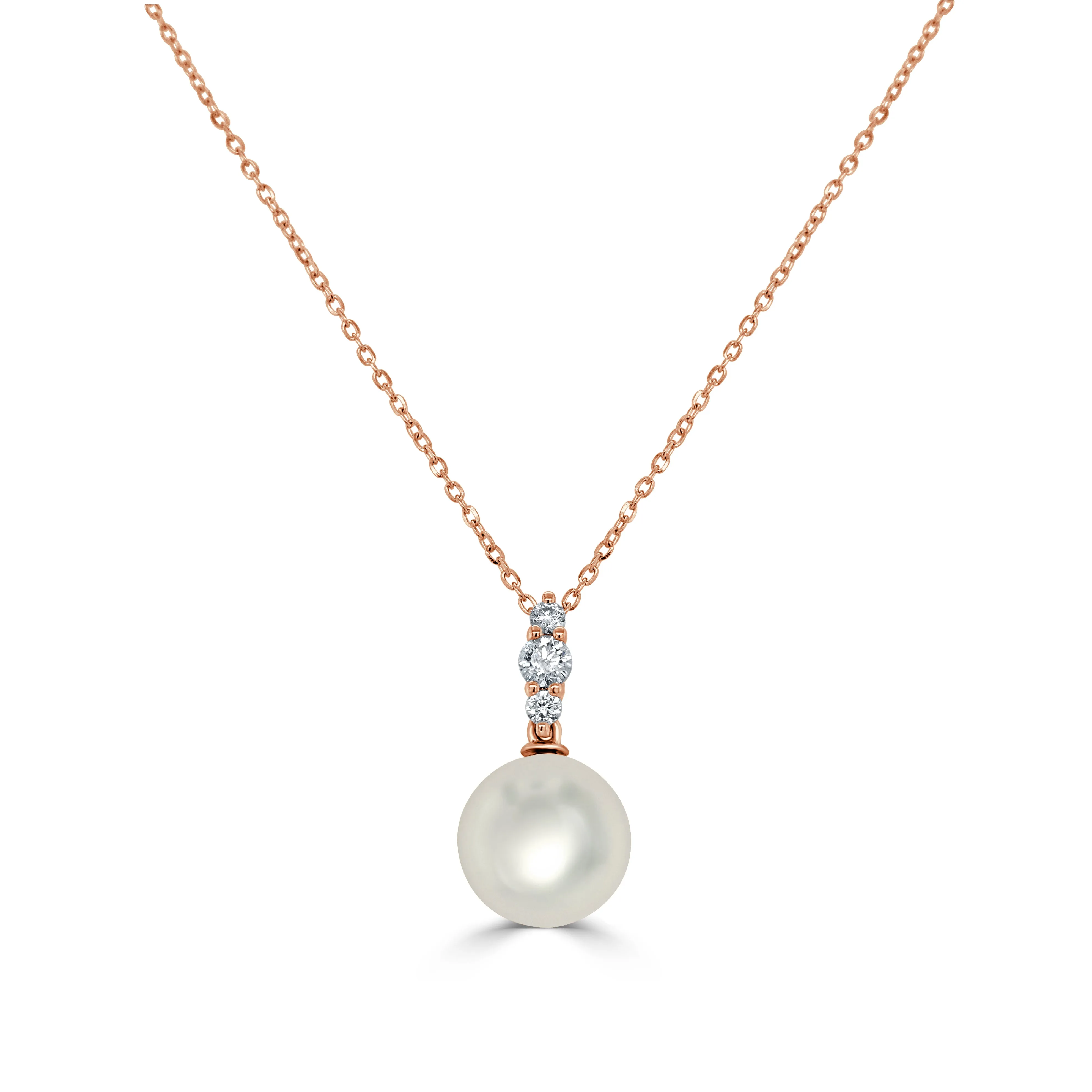 14k Gold Diamond & Pearl Drop Necklace