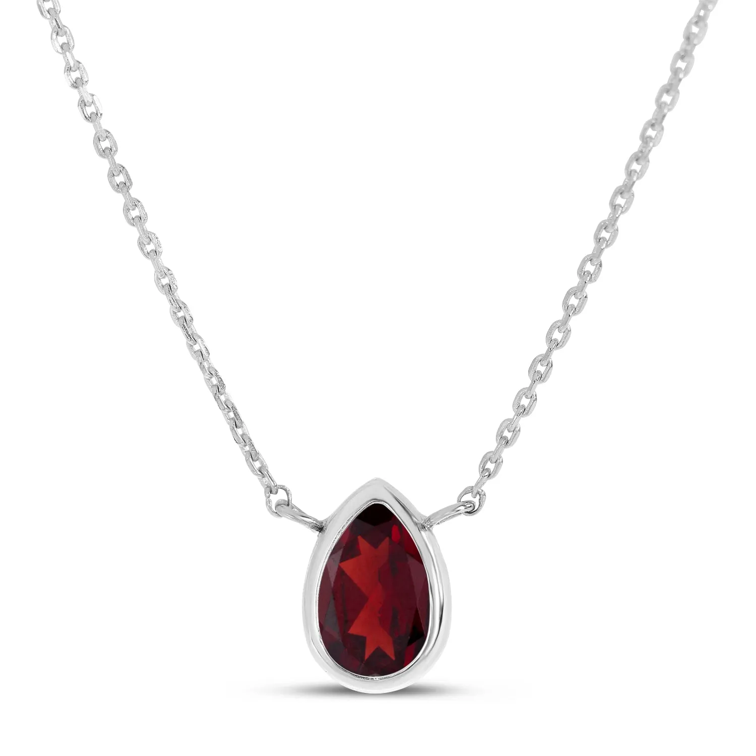 14K Gold Pear Garnet Birthstone Necklace