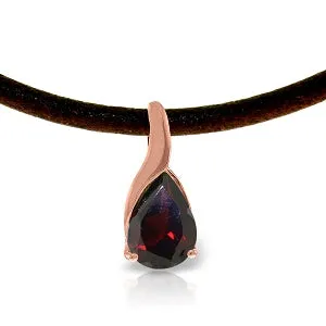 14K Solid Rose Gold & Leather Garnet Necklace