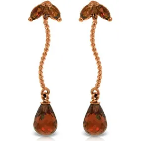 14K Solid Rose Gold Chandelier Garnet Earrings