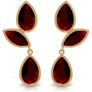 14K Solid Rose Gold Chandelier Natural Garnet Gemstone Earrings