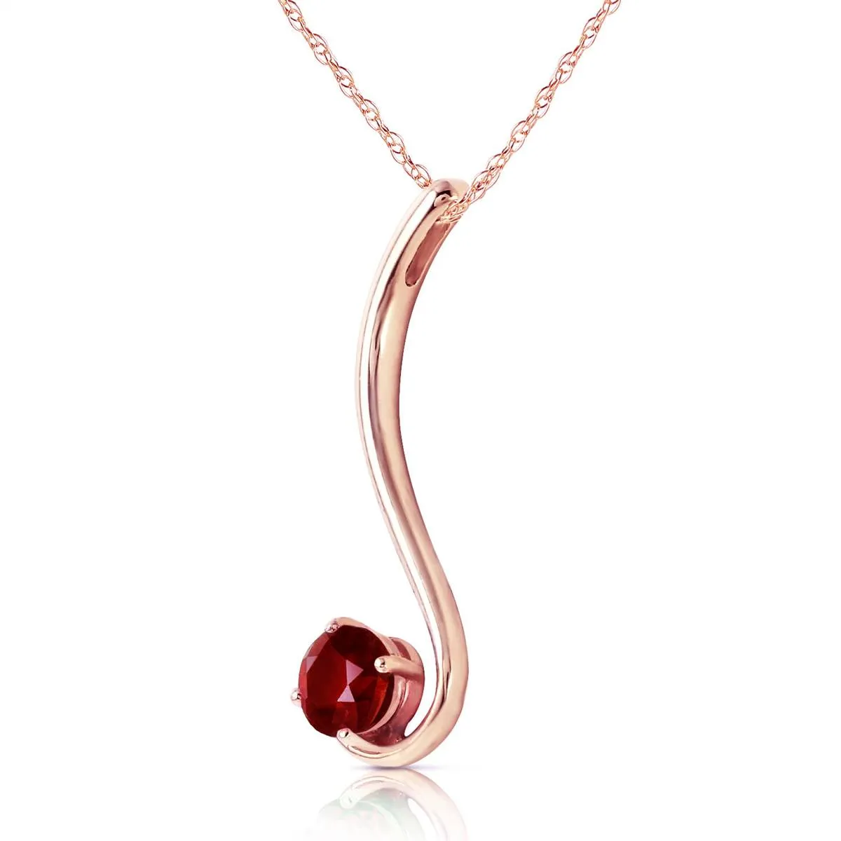 14K Solid Rose Gold Garnet Classic Necklace