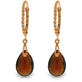 14K Solid Rose Gold Leverback Earrings Briolette Garnet Series