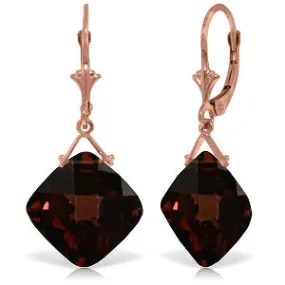 14K Solid Rose Gold Leverback Earrings Garnet Jewelry