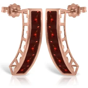 14K Solid Rose Gold Natural Garnet Gemstone Earrings