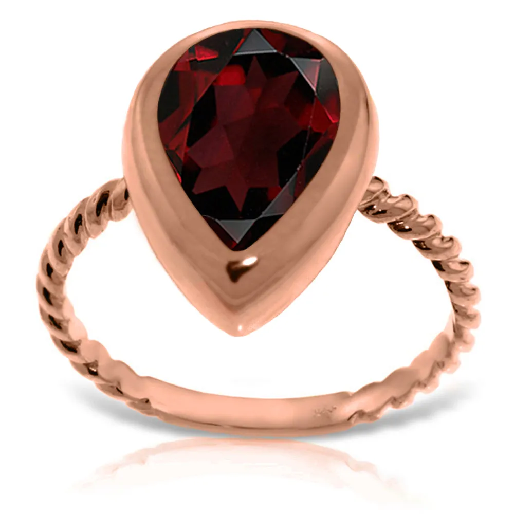 14K Solid Rose Gold Rings w/ Natural Pear Shape Garnet