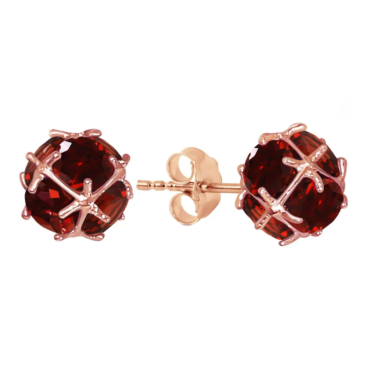 14K Solid Rose Gold Stud Earrings Natural Garnet Series