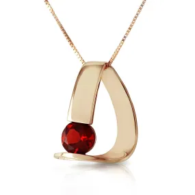 14K Solid Yellow Gold Modern Necklace w/ Natural Garnet