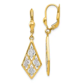 14k Two Tone Gold D.C Leverback Earrings