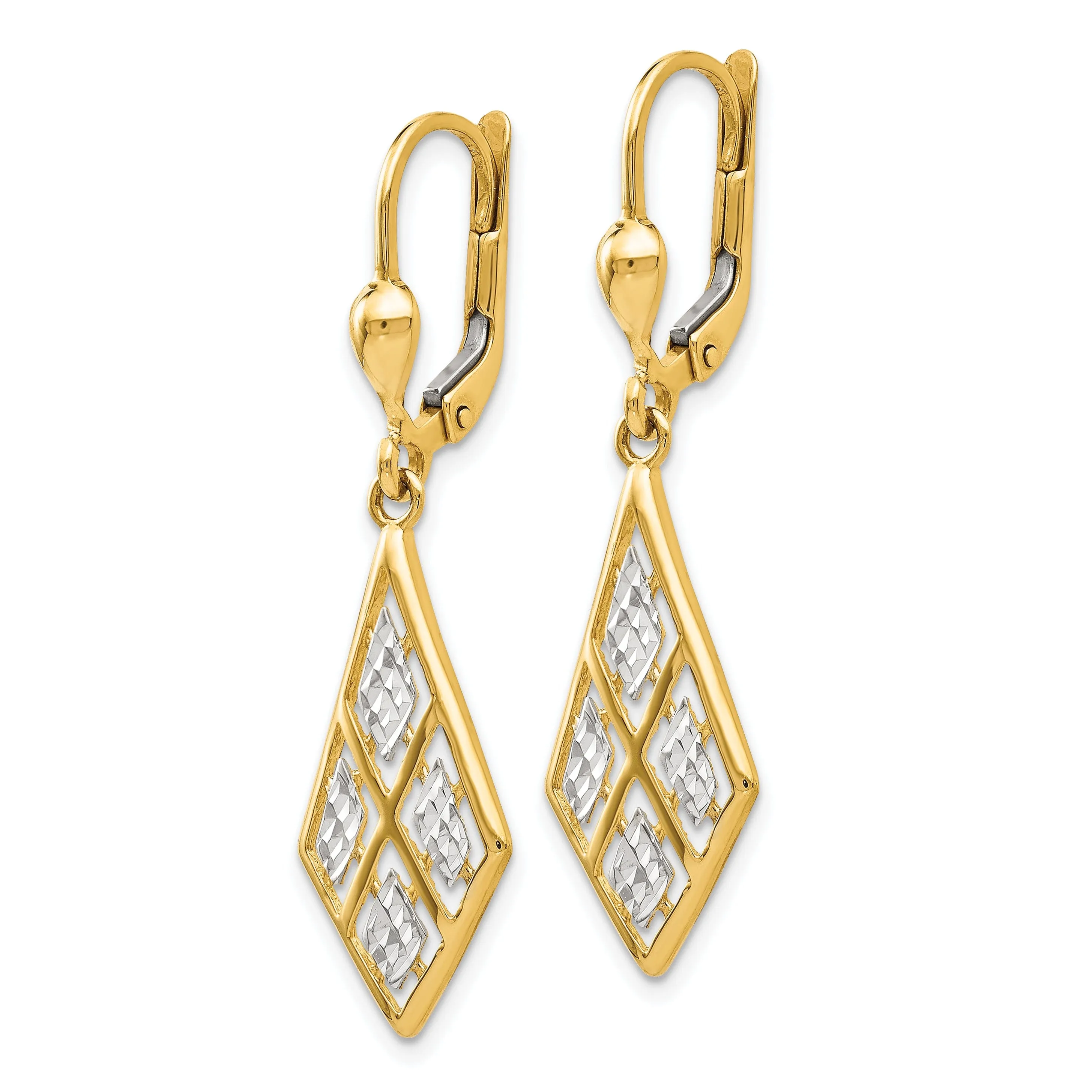 14k Two Tone Gold D.C Leverback Earrings