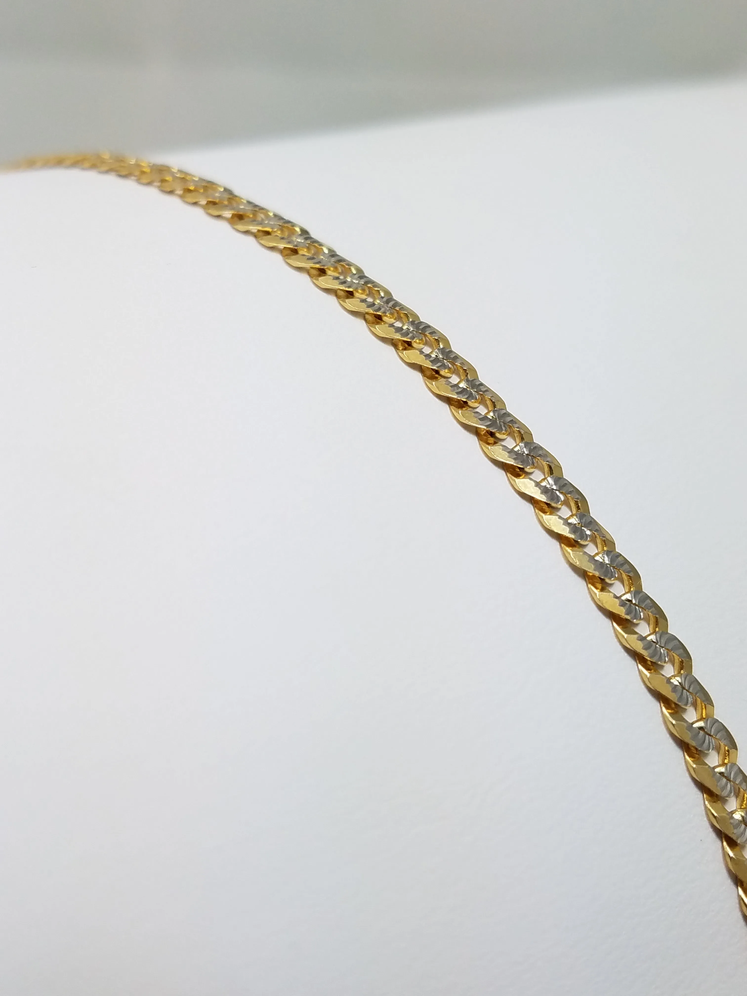 14k Two-Tone Gold Fancy Link 10" Bracelet/Anklet