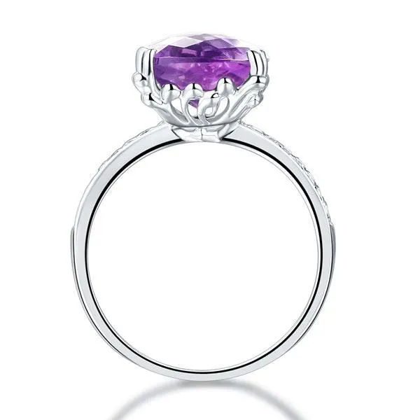 14K White Gold Cushion cut Amethyst Diamond MKR7084