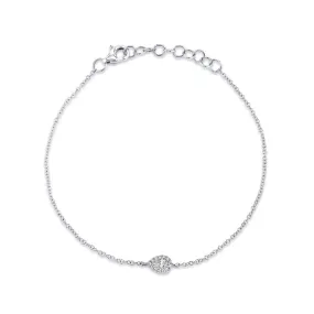 14K White Gold Pear Diamond with Round Diamond Halo Bracelet